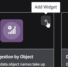 Adding a widget from the catalog by clicking its + icon