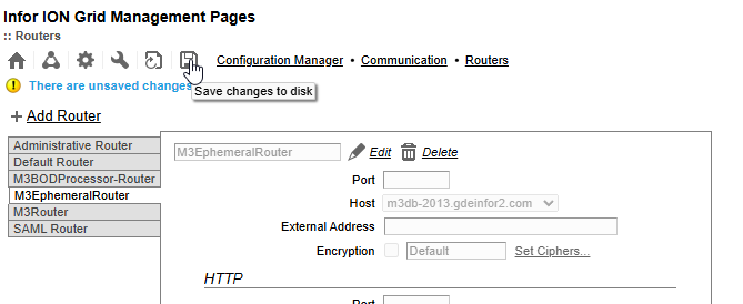 Saving the new router configuration to disk