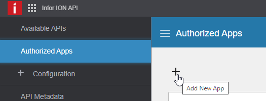 Authorized Apps list with the add button highlighted
